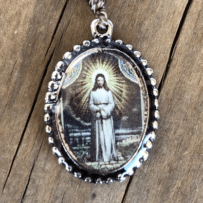 CHAVEIRO DEZENA HEMATITA NOSSA SENHORA DAS LÁGRIMAS -