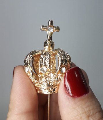 Coroa Fundição Dourada Strass  3  cm - Para Imagem de 25 cm -