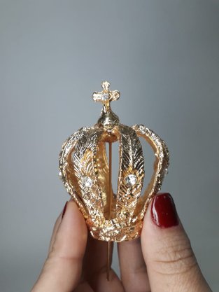 Coroa Fundição Dourada Strass  7 cm - Para Imagem de 40 cm -