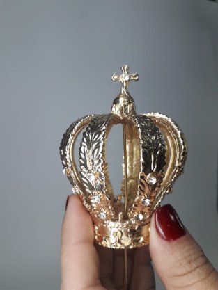 Coroa Fundição Dourada Strass  8 cm - Para Imagem de 80 cm -