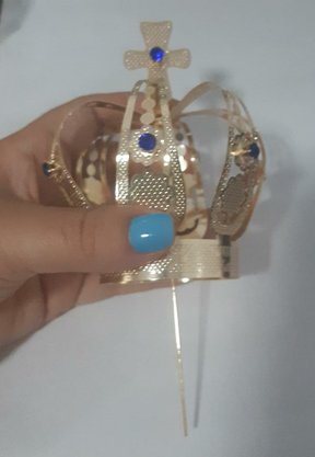 Coroa Simples Dourada 10,5 cm - Para Imagem de 80 cm -