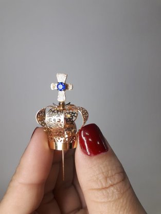 Coroa Simples Dourada 3,5 cm - Para Imagem de 20 cm -