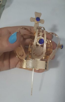 Coroa Simples Dourada 9,5 cm - Para Imagem de 60 cm -
