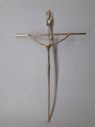 Crucifixo de Metal Estilizado  21 x 13 cm - Barra Redonda -