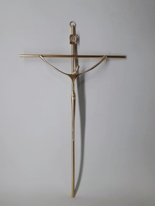 Crucifixo de Metal Estilizado 28 x 19 cm - Barra Redonda