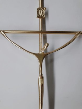 Crucifixo de Metal Estilizado 28 x 19 cm - Barra Redonda