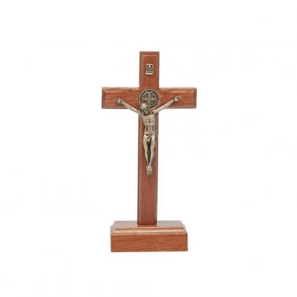 Crucifixo de Mesa - Madeira 7 cm  - Ouro Velho