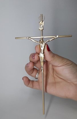 Crucifixo Metal 19 x 10 - Barra Redonda