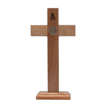 Crucifixo para Mesa -  São Bento - 17 cm - Ouro Velho -