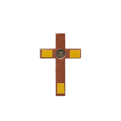 Crucifixo para Parede - São Bento - 7 cm - Ouro velho -