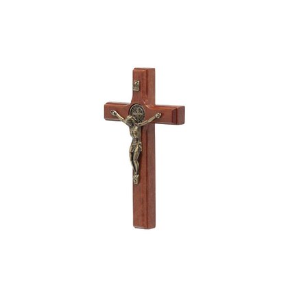 Crucifixo para Parede - São Bento - 9 cm - Ouro Velho -