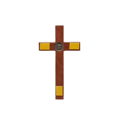 Crucifixo para Parede - São Bento - 9 cm - Ouro Velho -
