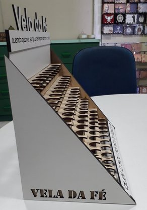 Expositor em MDF para 60 unidades de Velas da Fé -