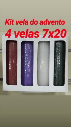 Kit 4 Velas para o Advento - 7 x 20 cm - Texturizadas - Lilás, Vermelha, Verde e Branca