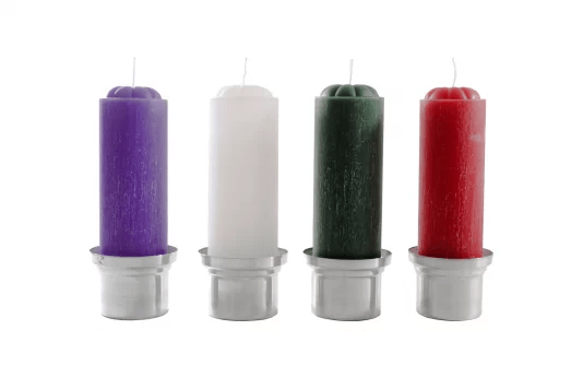 kit 4 velas Texturizadas para Advento  - 5 x 18 cm - Lilás, Vermelha, Verde e Branca
