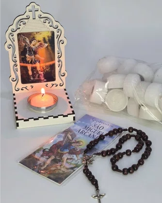 Kit de Quaresma de São Miguel - Oratório,40 velas e terço
