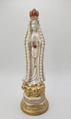 Nossa Senhora de Fátima de Gesso com pérola e strass - 20cm