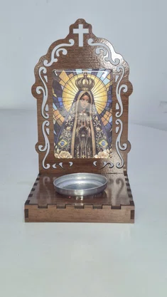 Oratório N. S. Aparecida Resinado em MDF com Porta Vela