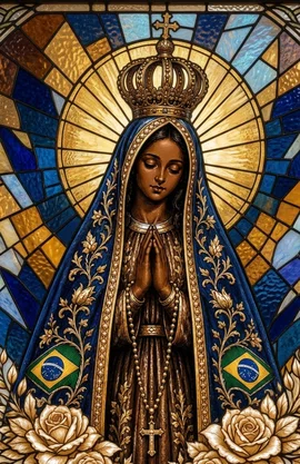 Oratório N. S. Aparecida Resinado em MDF com Porta Vela
