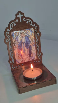 Oratório N. S. das Graças Resinado em MDF com Porta Vela