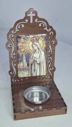 Oratório N. S. de Fátima Resinado em MDF com Porta Vela