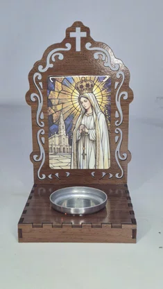 Oratório N. S. de Fátima Resinado em MDF com Porta Vela