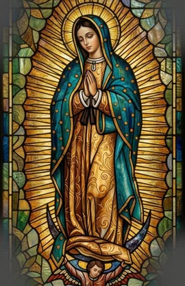 Oratório N. S. de Guadalupe Resinado em MDF com Porta Vela