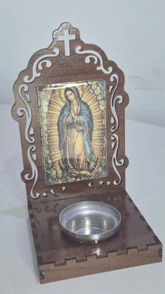 Oratório N. S. de Guadalupe Resinado em MDF com Porta Vela