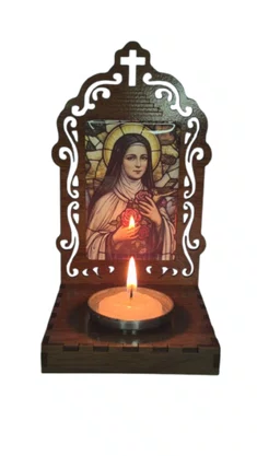Oratório Santa Terezinha Resinado em MDF com Porta Vela
