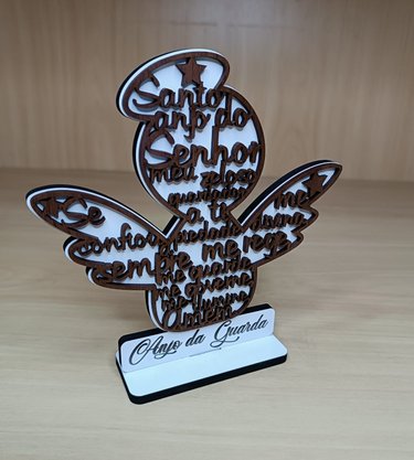 Pedestal Anjo da Guarda 15 cm com Oração - MDF