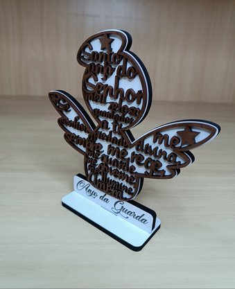 Pedestal Anjo da Guarda 15 cm com Oração - MDF