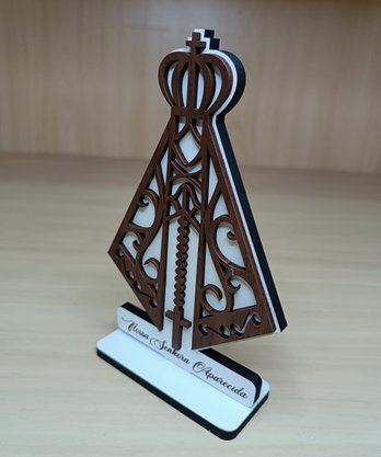 Pedestal com Base Nossa Senhora Aparecida 16 cm MDF -