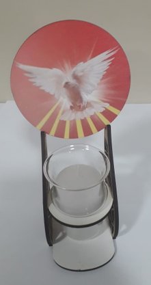 Pedestal em MDF com Vela e Vidro - Divino Espírito Santo -