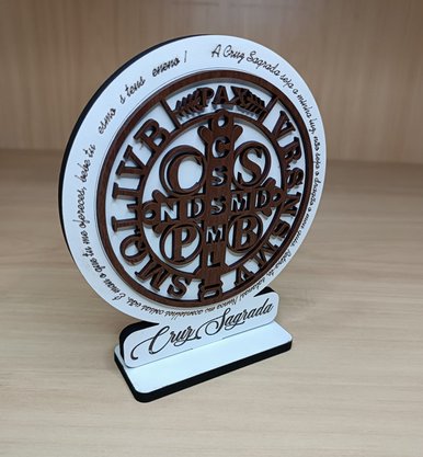 Pedestal Medalha de São Bento 15 cm - MDF