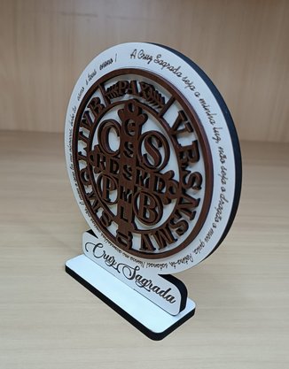 Pedestal Medalha de São Bento 15 cm - MDF
