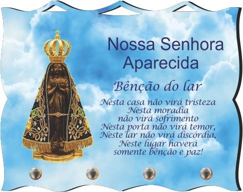 Porta Chaves com Imagem Fotográfica - N. S. Aparecida e Benção dos Lares -