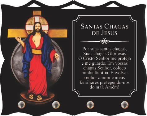 Porta Chaves com Imagem Fotográfica - Santa Chagas de Jesus -