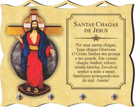 Porta Chaves com Imagem Fotográfica - Santa Chagas de Jesus -