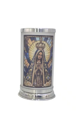 Porta Vela com Imagem Colorida Vitral - N. S. Aparecida