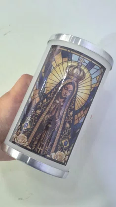 Porta Vela com Imagem Colorida Vitral - N. S. Aparecida