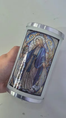 Porta Vela com Imagem Colorida Vitral - N. S. das Graças