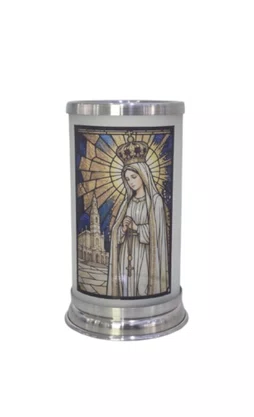 Porta Vela com Imagem Colorida Vitral - N. S. de Fátima