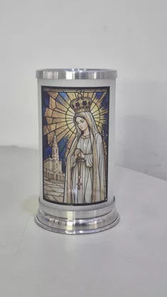 Porta Vela com Imagem Colorida Vitral - N. S. de Fátima