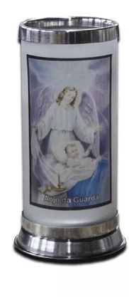 Porta Vela  com Imagem Colorida - Anjo da Guarda -