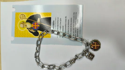 Pulseira Cadeia de Consagração São bento - Cor:Prata;Tamanho:ÚNICO