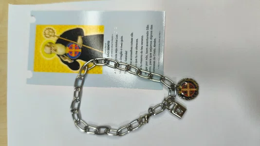 Pulseira Cadeia de Consagração São bento - Cor:Prata;Tamanho:ÚNICO