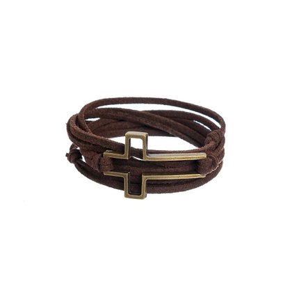 Pulseira em Couro - Jovem Cristão Cruz - Vazada -