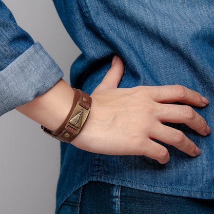 Pulseira  em Couro - Nossa Senhora Aparecida - Média -
