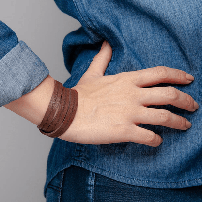 Pulseira em Couro Oração de Pai Nosso - Grande -