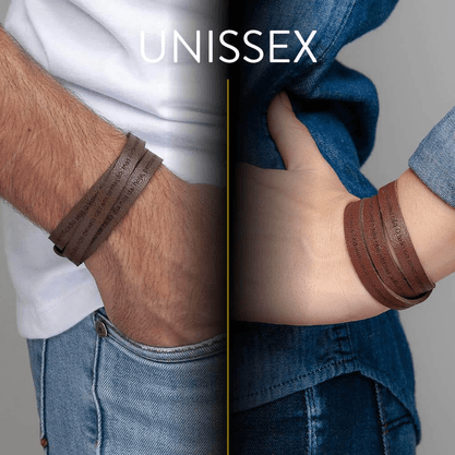 Pulseira em Couro Oração de Pai Nosso - Grande -